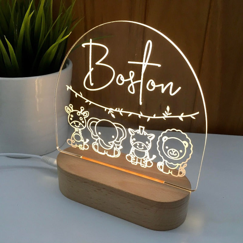 Personalised Kids Night Light - Safari