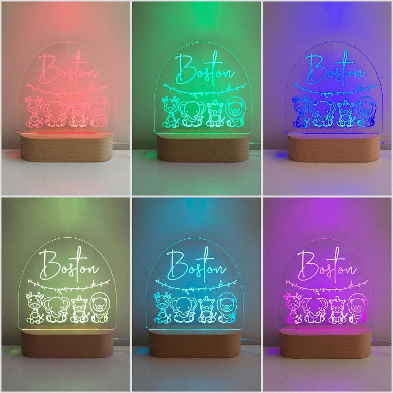 Personalised Kids Night Light - Safari