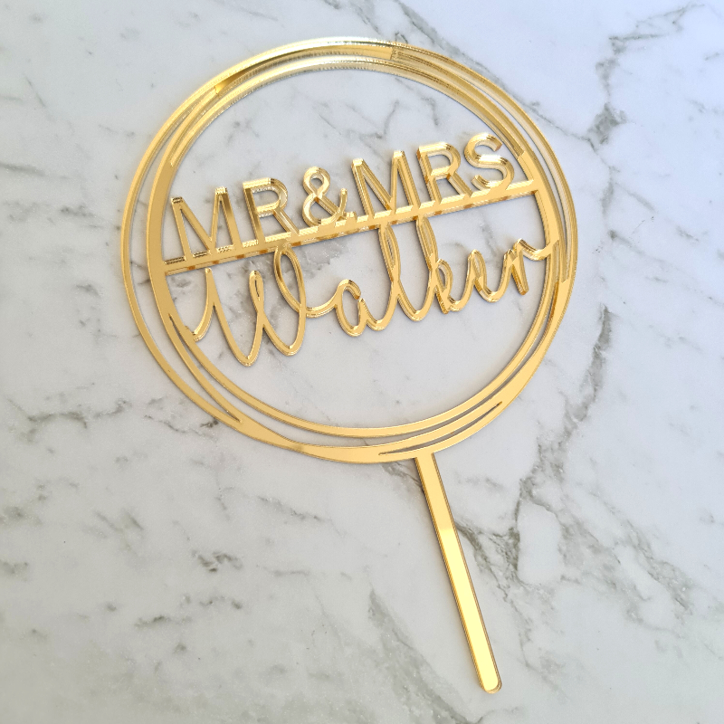 Custom Mr & Mrs Name Wedding Cake Topper - Walker