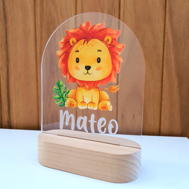 Personalised Gifts Night Light for Kids - Printed Safari Lion