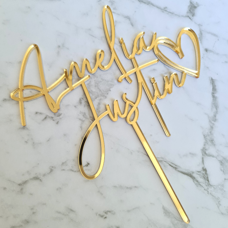 Names with Heart Custom Engagement Wedding Cake Topper