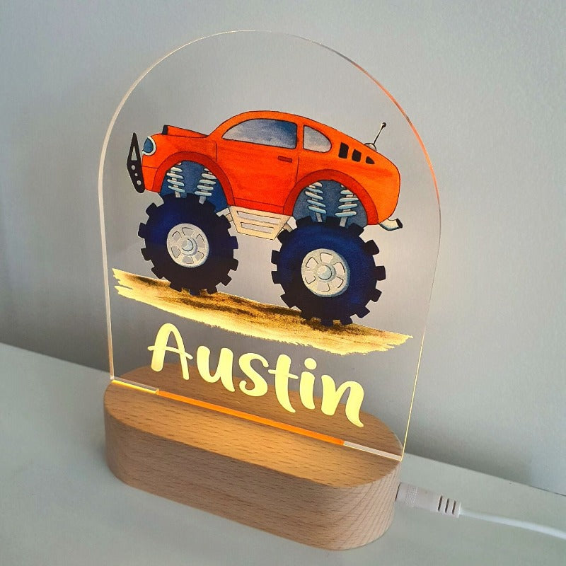 Personalised Gifts Night Light for Kids - Printed Monster Truck