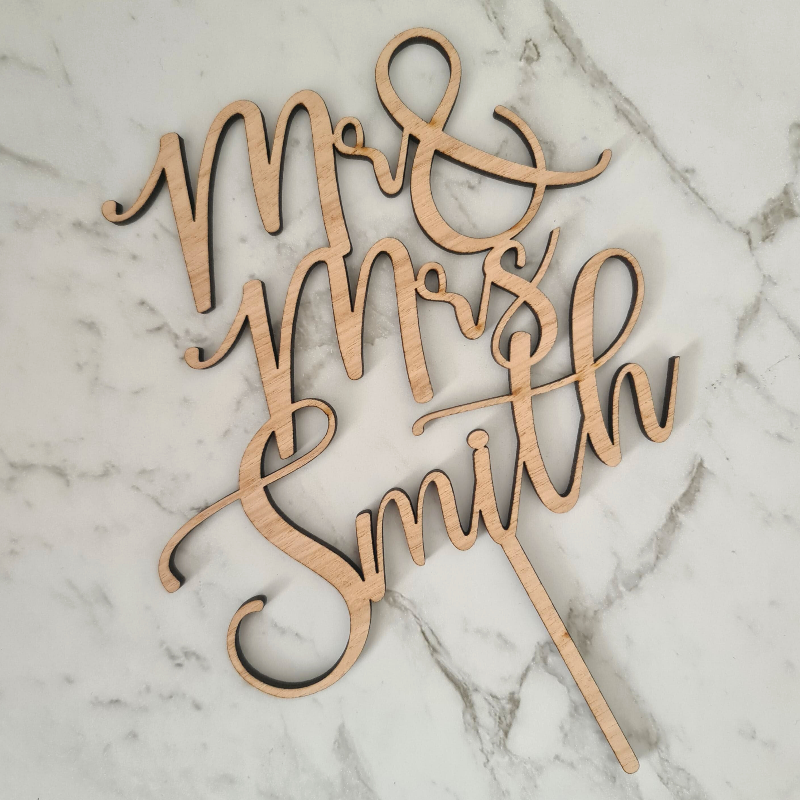 Custom Mr & Mrs Name Wedding Cake Topper - Smith