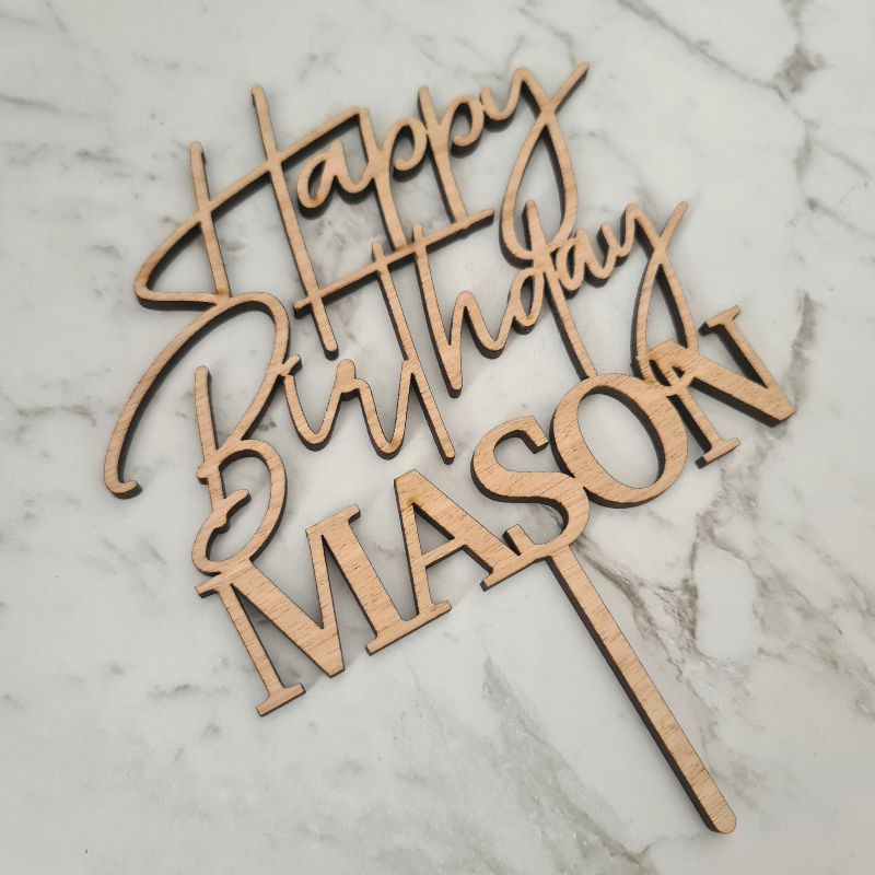 Custom Happy Birthday Cake Topper - Mason
