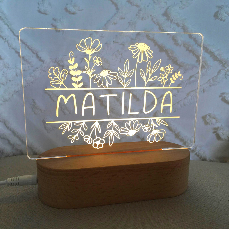 Personalised Kids Night Light - Matilda Flowers