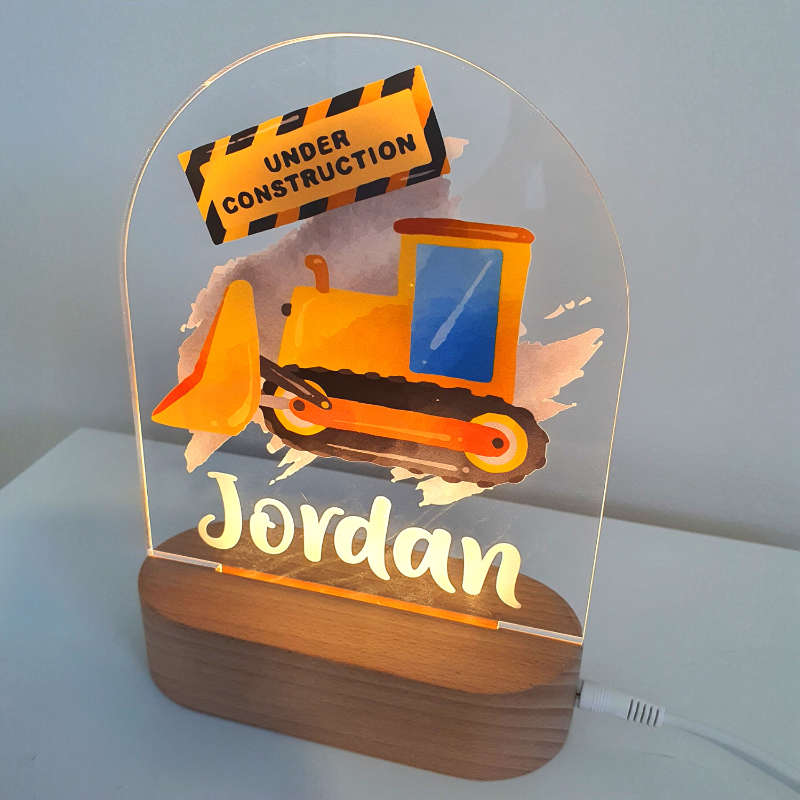 Personalised Gifts Night Light for Kids - Printed Digger