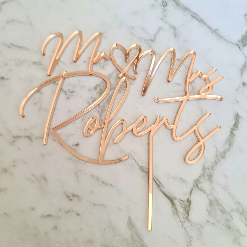 Custom Mr & Mrs Name Wedding Cake Topper - Roberts