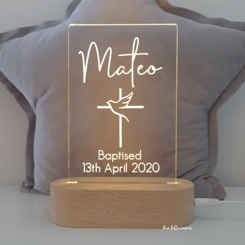 Baptism Christening Gift Personalised Light