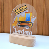 Personalised Gifts Night Light for Kids - Printed Digger