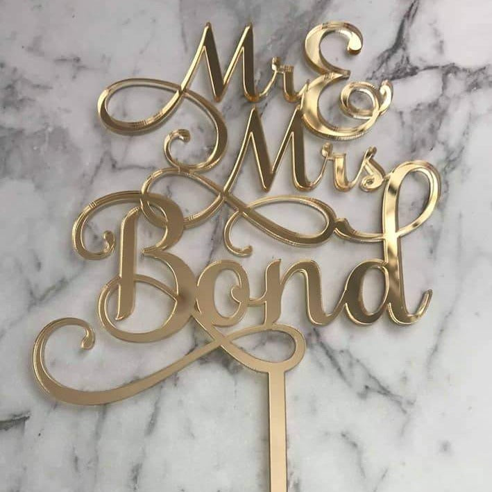 Custom Mr & Mrs Name Wedding Cake Topper