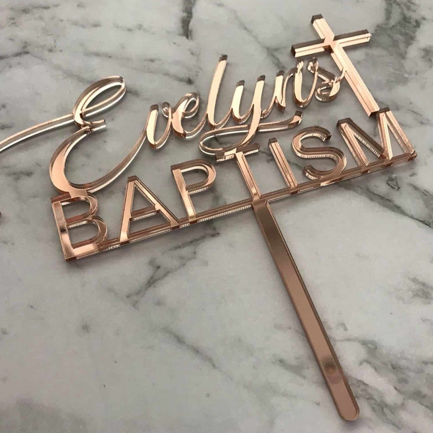 Custom Name Baptism Cake Topper Style Evelyn