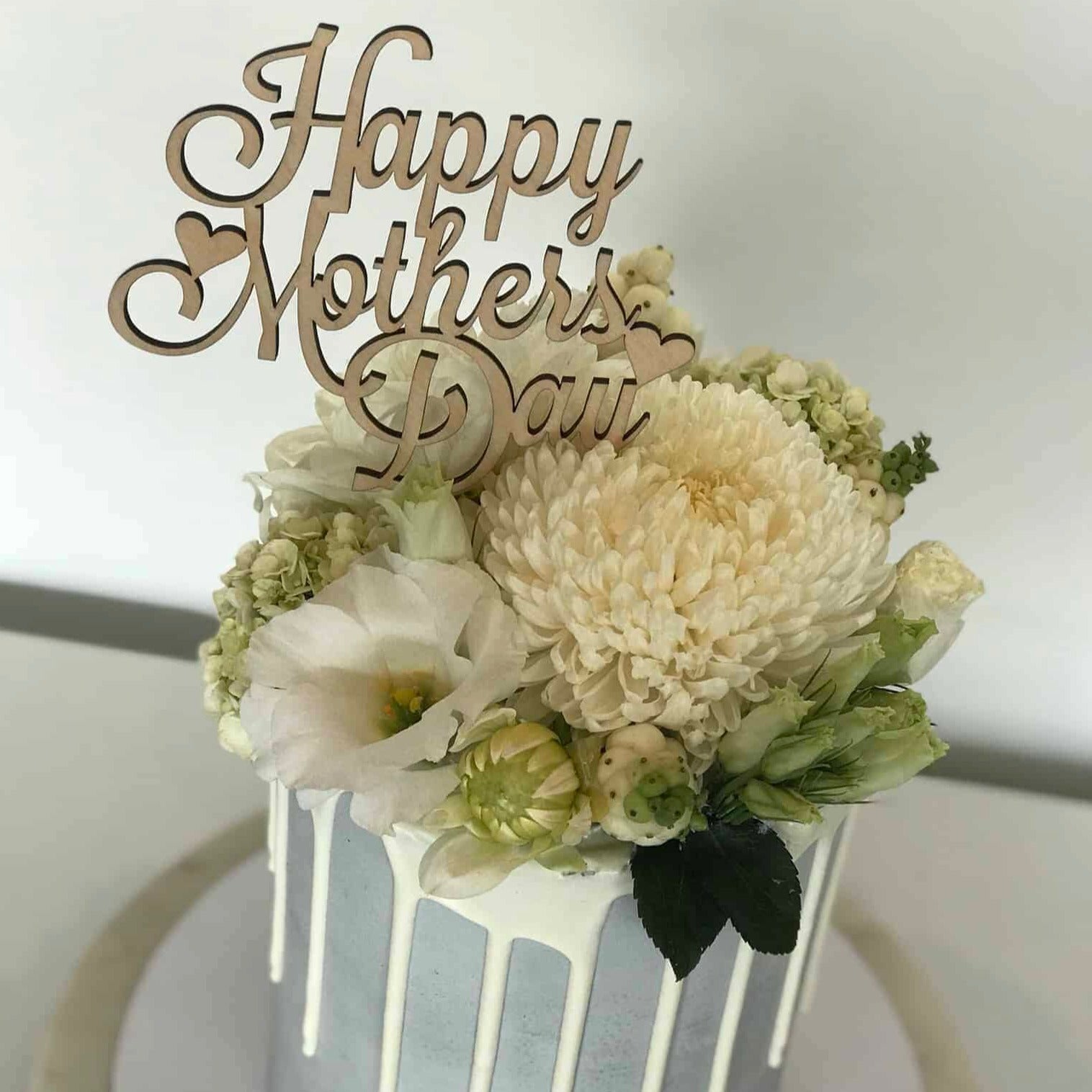 Happy Mothers Day Rustic Wood Cake Topper