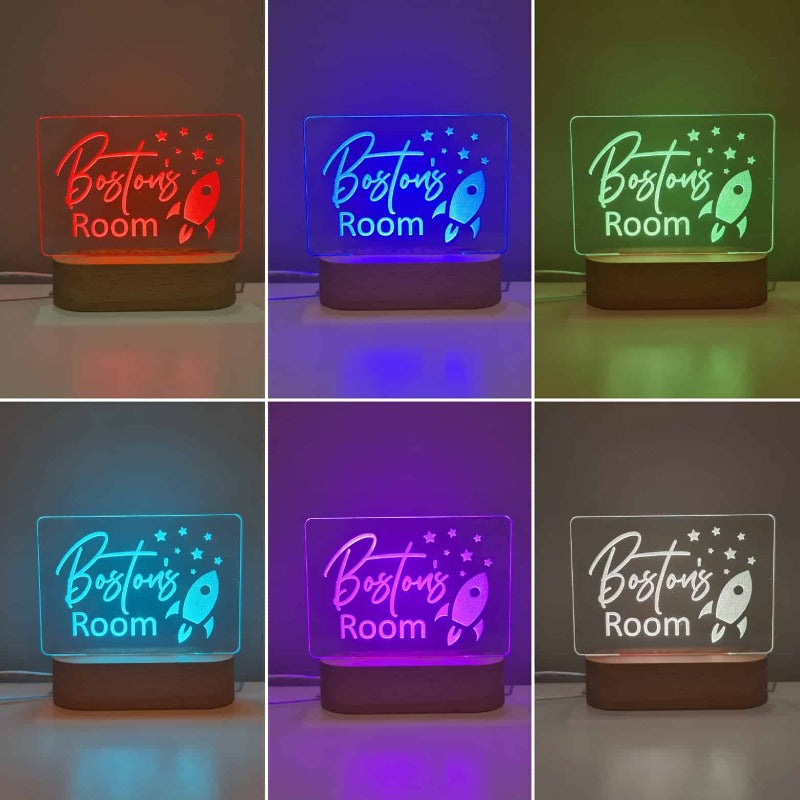 Personalised Baby Night Light - Rocket