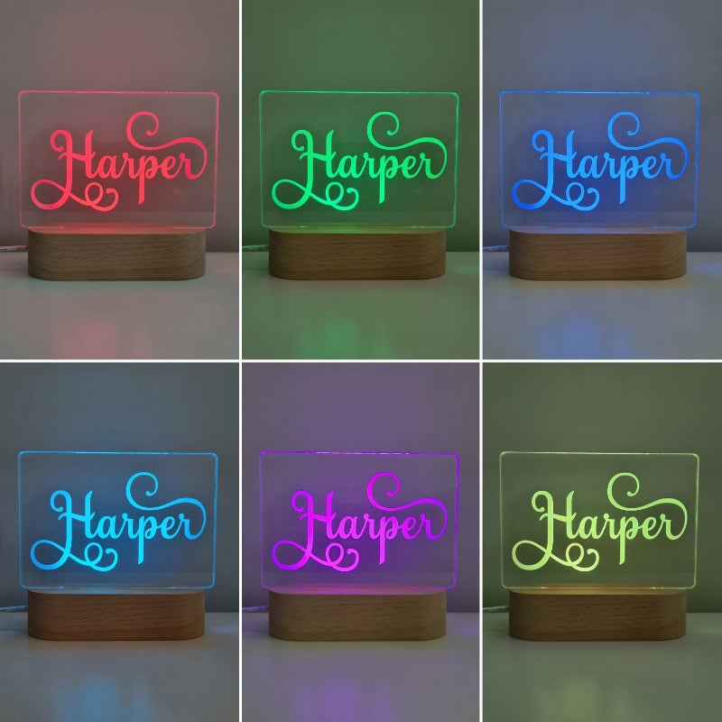 Personalised Baby Night Light - Swirl Name