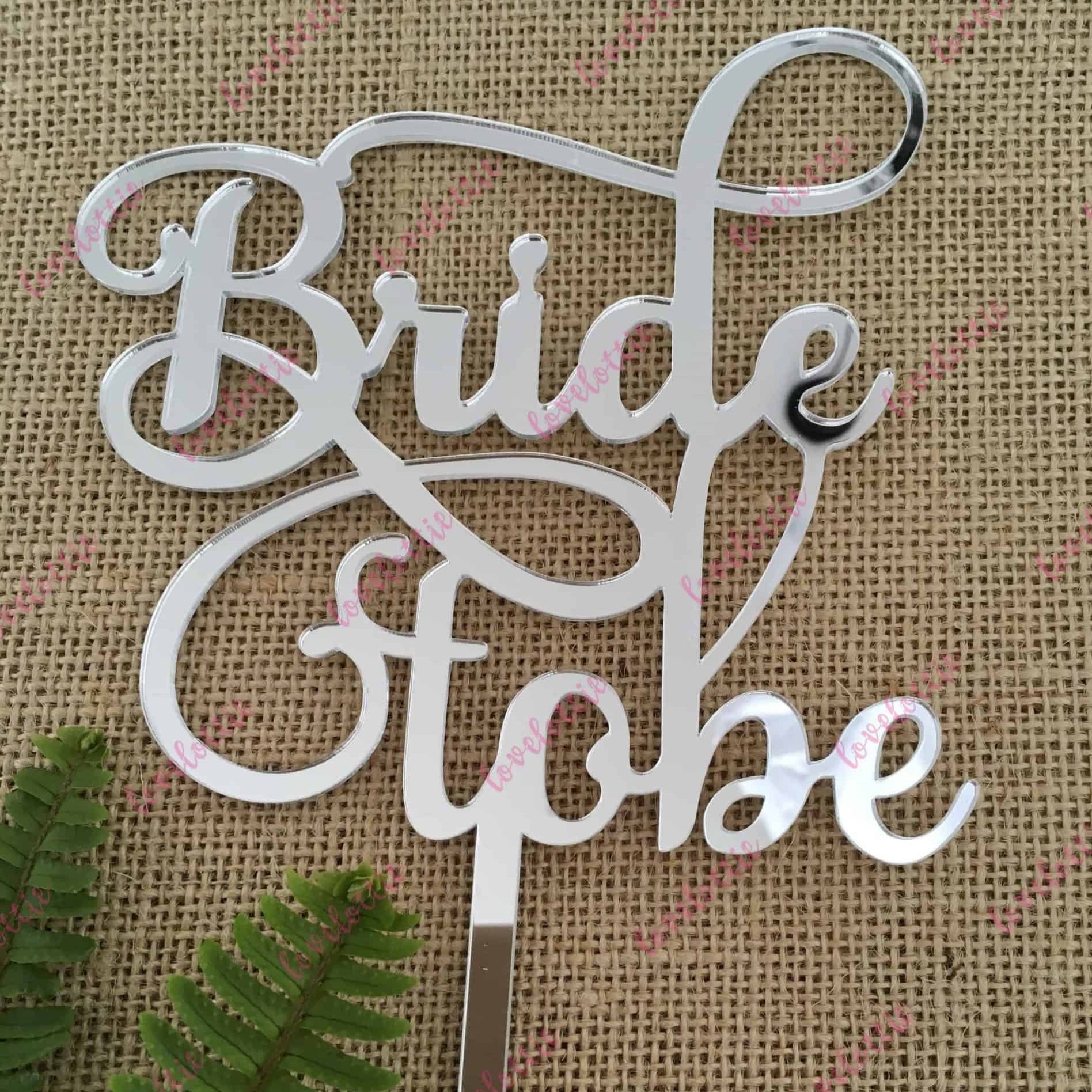 Bride To Be Acrylic Silver Mirror Bridal Shower Cake Topper