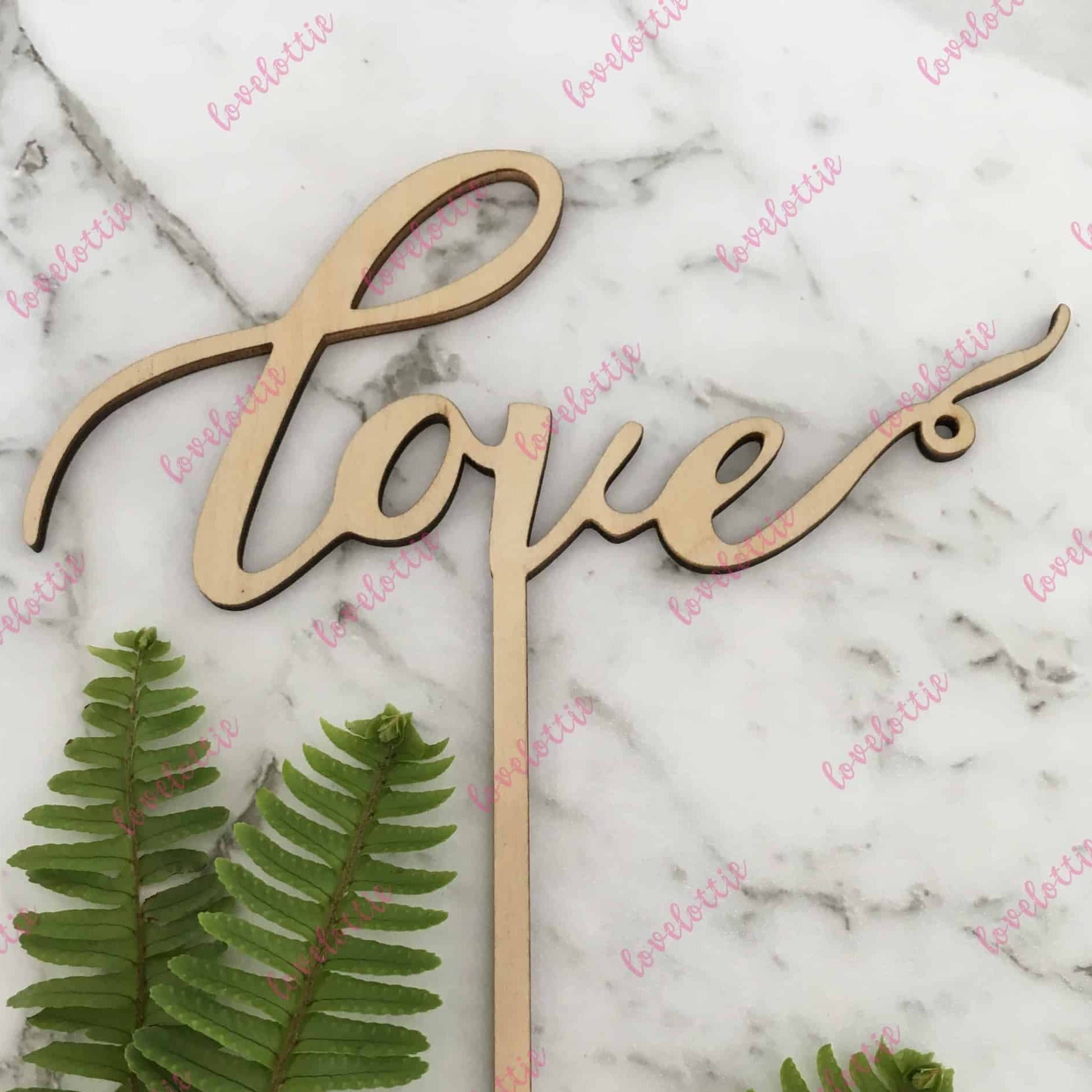 Love Rustic Wood Engagement Wedding Cake Topper