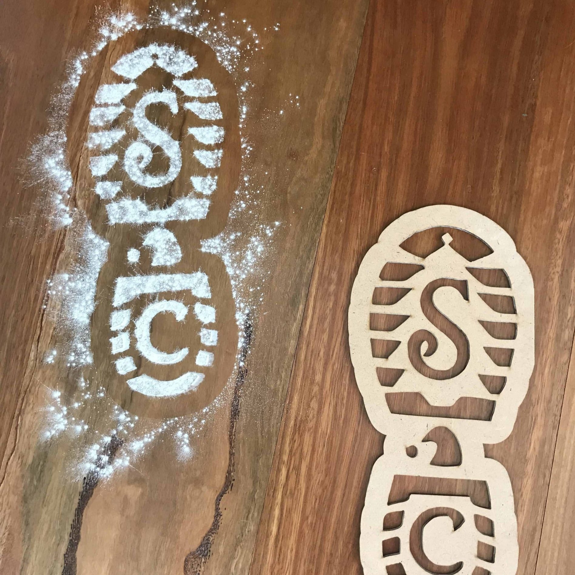 Santa footprint stencil