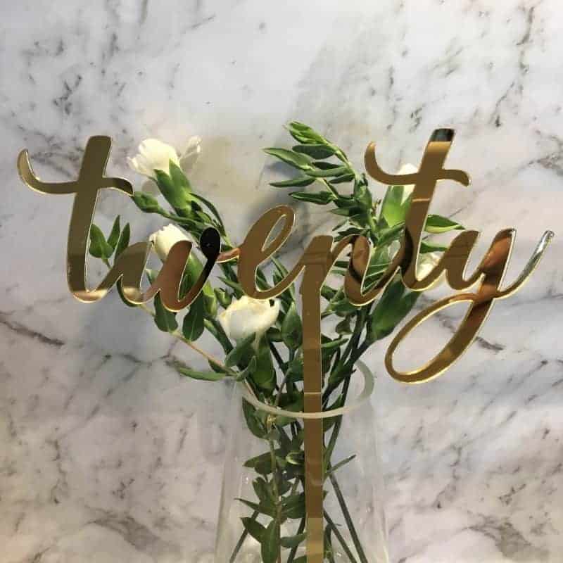 Gold Table Numbers 1 - 20 Mirror Acrylic