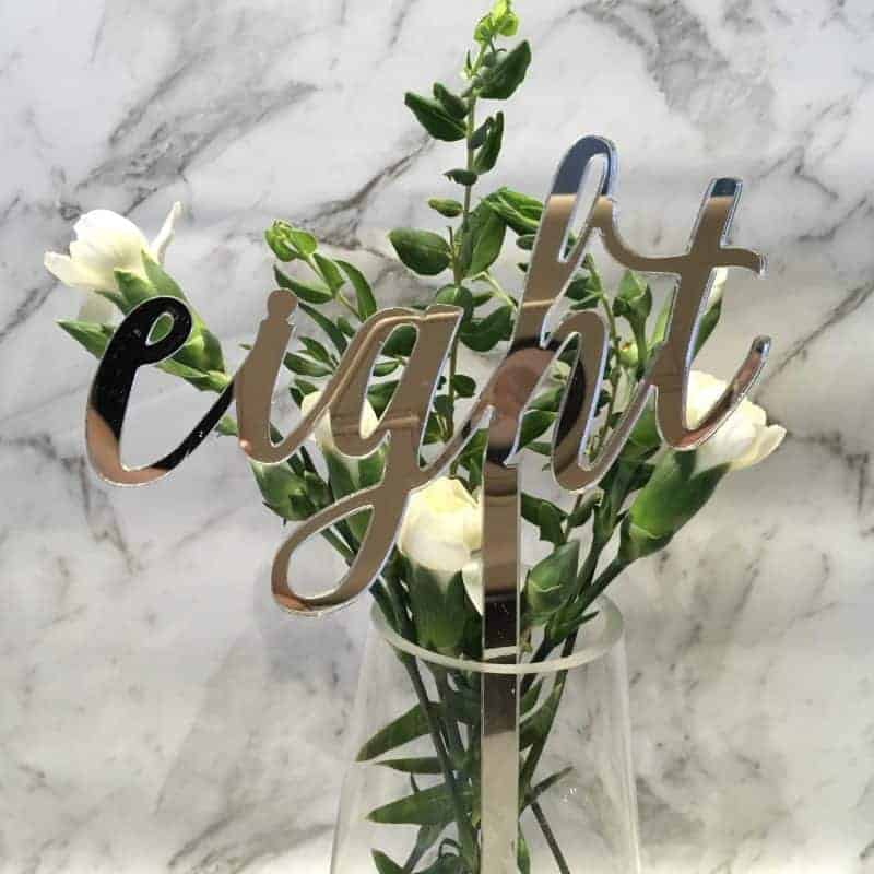 Silver Table Numbers 1 – 15 Mirror Acrylic
