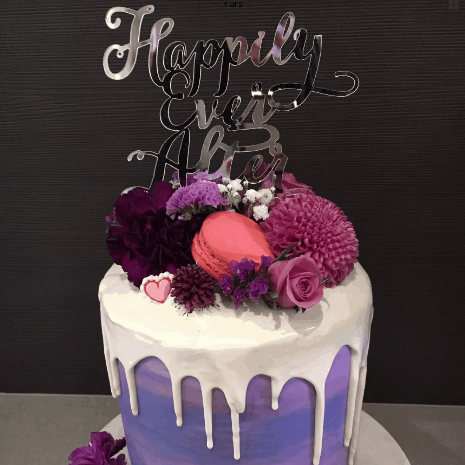 Happily Ever After Acrylic Silver Mirror Engagement Wedding Cake Topper