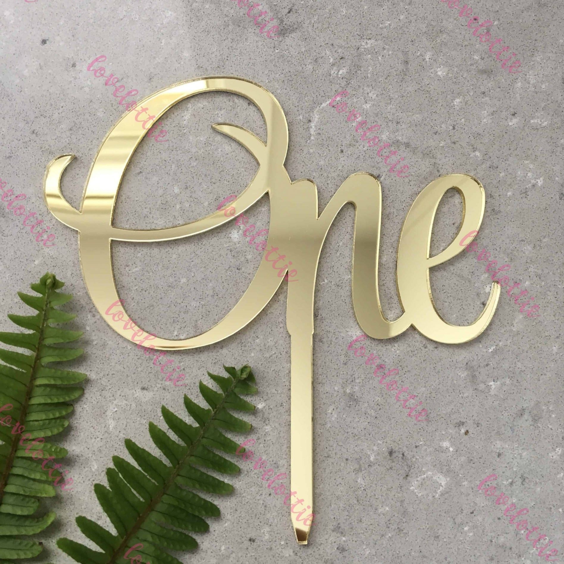 One Acrylic Gold Mirror Cake Topper For First 1st Birthday