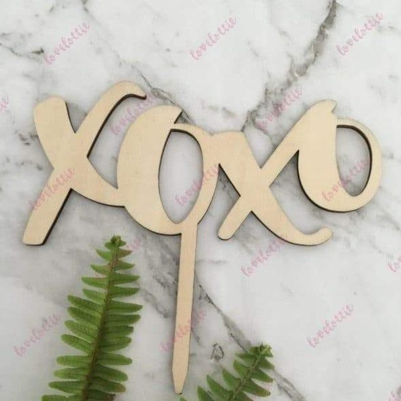 XOXO Rustic Wood Wedding Engagement Cake Topper