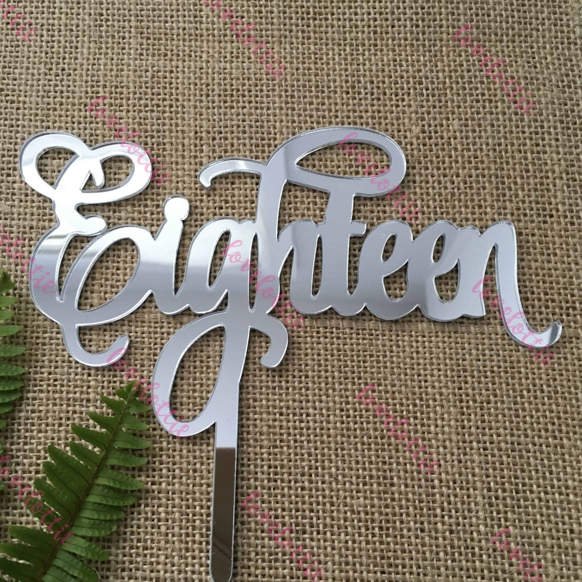 Eighteen Acrylic Silver Mirror 18th Birthday Cake Topper