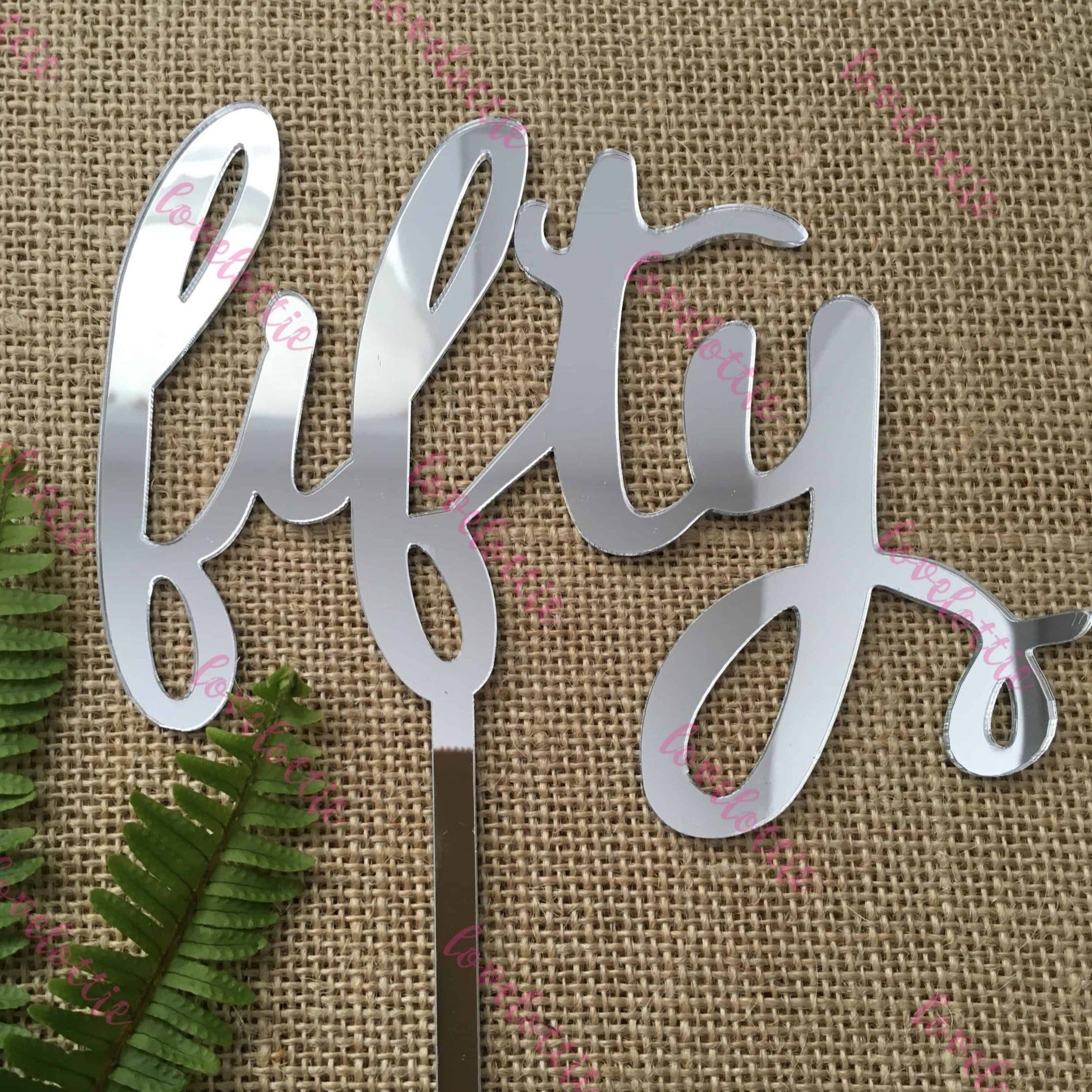 Fifty Acrylic Silver Mirror 50th Birthday Cake Topper