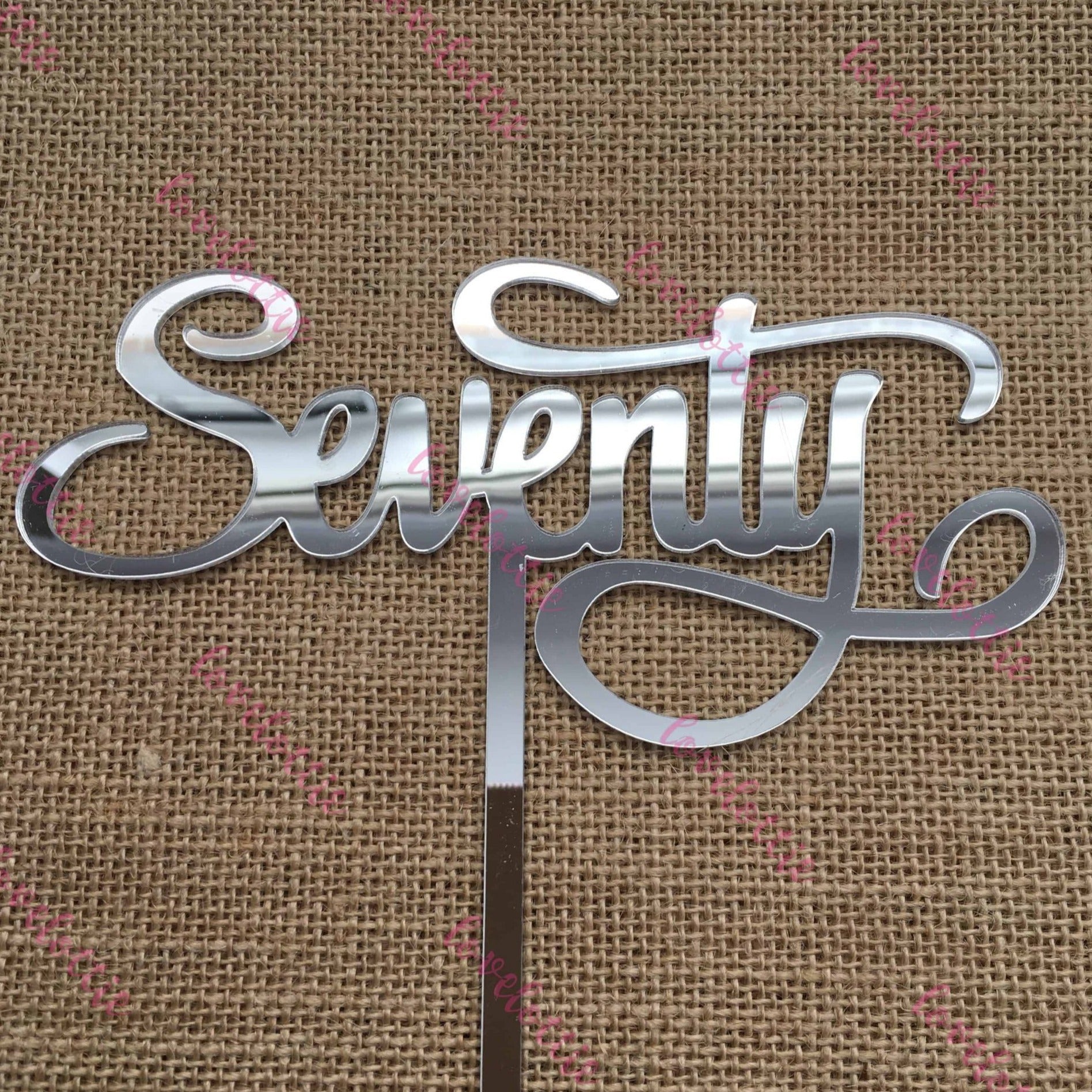 Seventy Acrylic Silver Mirror 70th Birthday Cake Topper