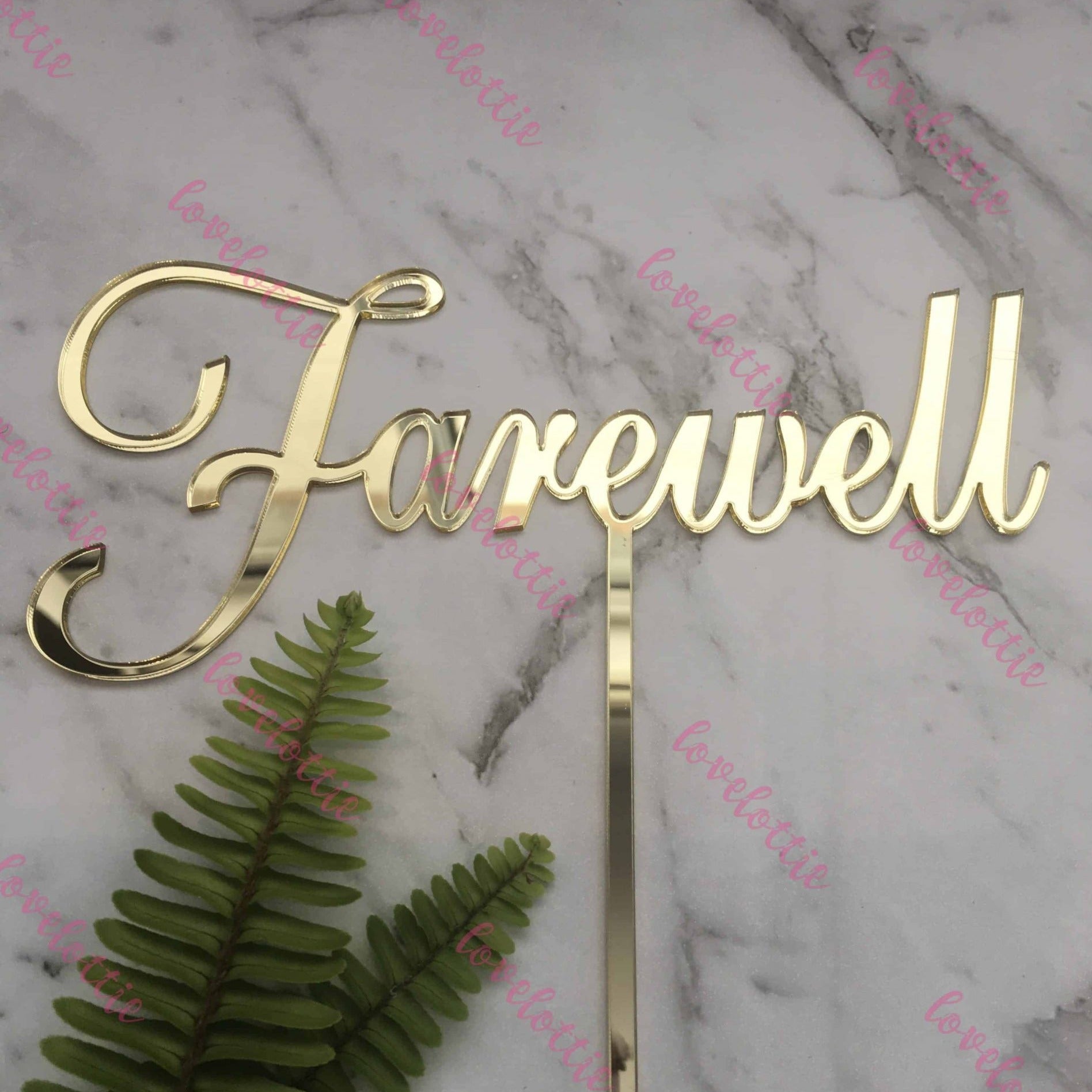 Farewell Acrylic Gold Mirror Party Cake Topper