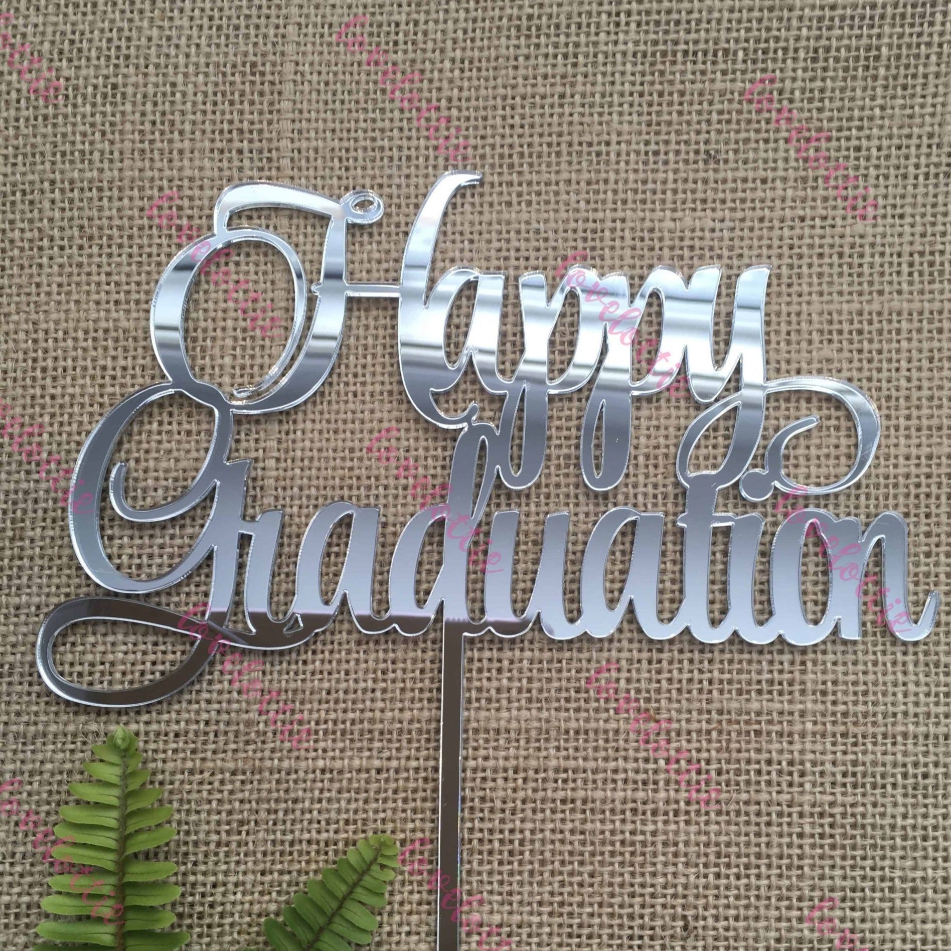 Happy Graduation Acrylic Gold Mirror Party Cake Topper
