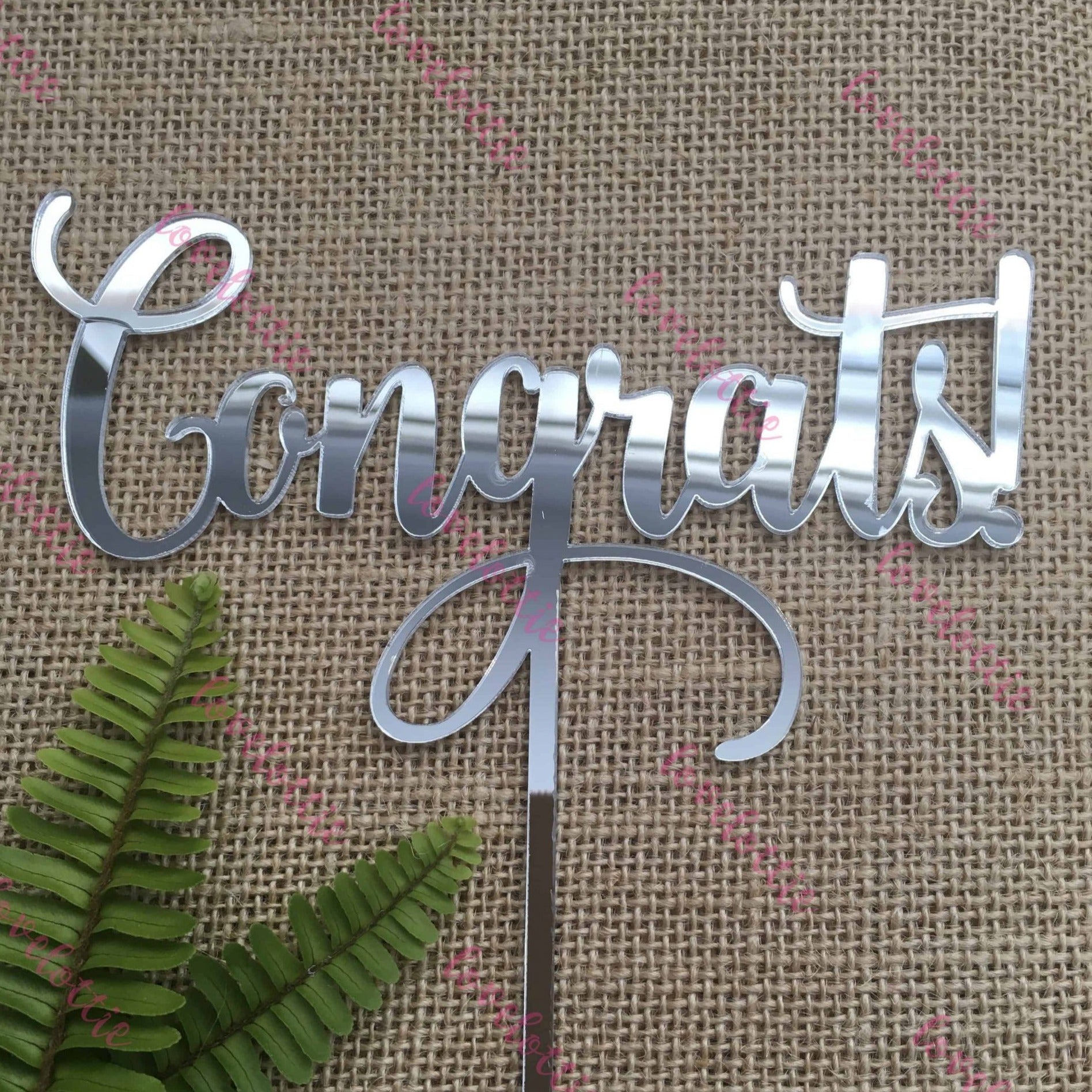 Congrats Acrylic Silver Mirror Graduation Party Cake Topper