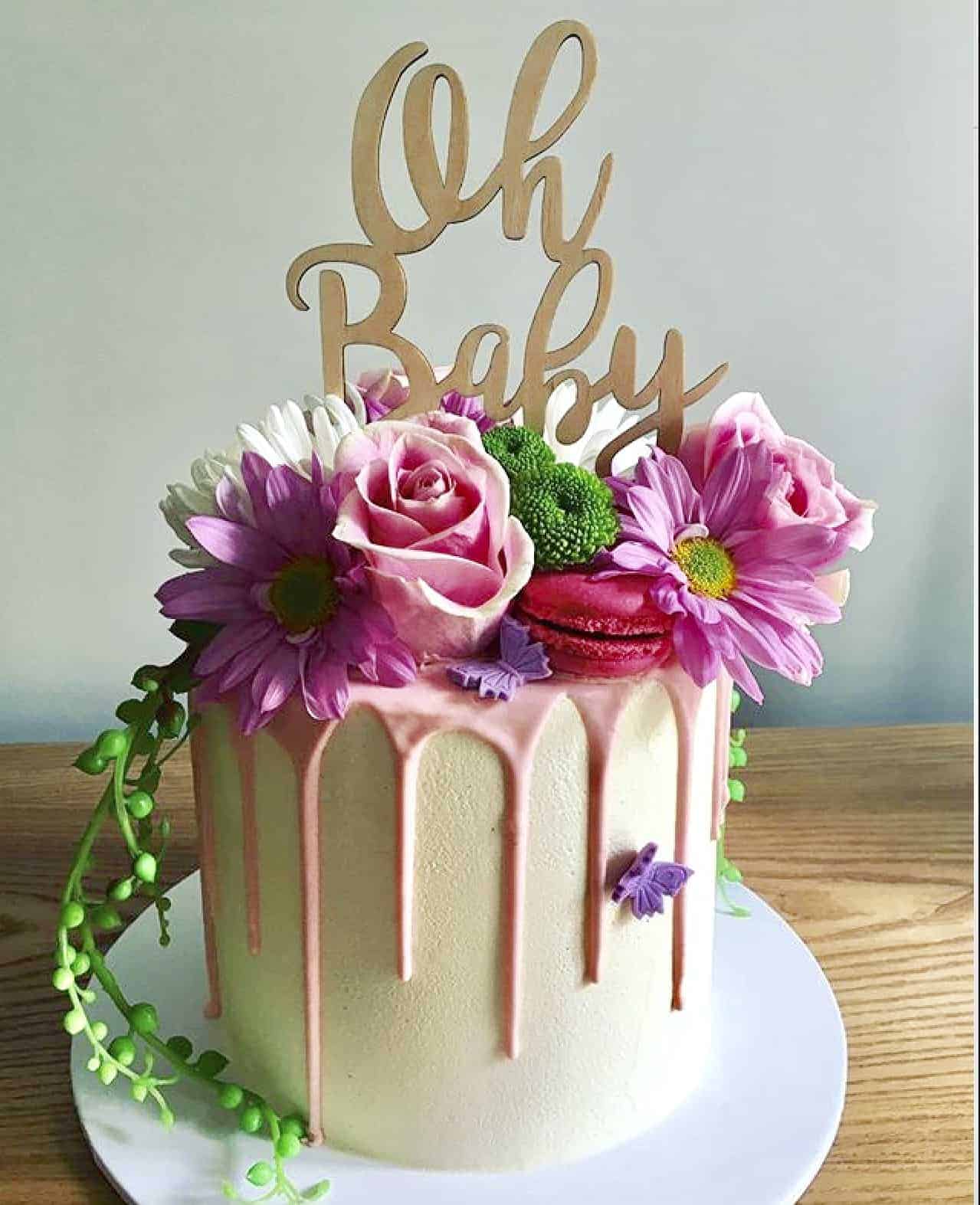 Oh Baby Rustic Wood Baby Shower Cake Topper