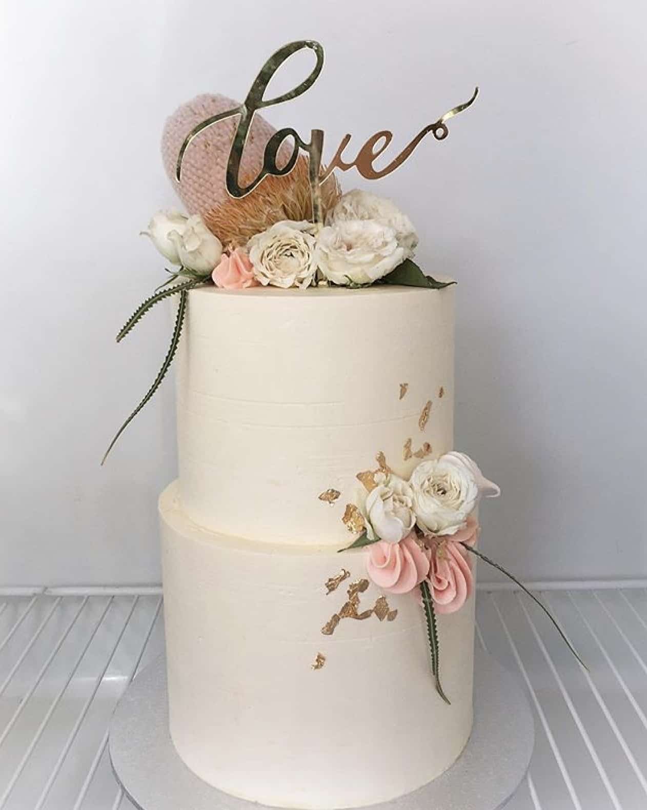 Love Acrylic Gold Mirror Engagement Wedding Cake Topper