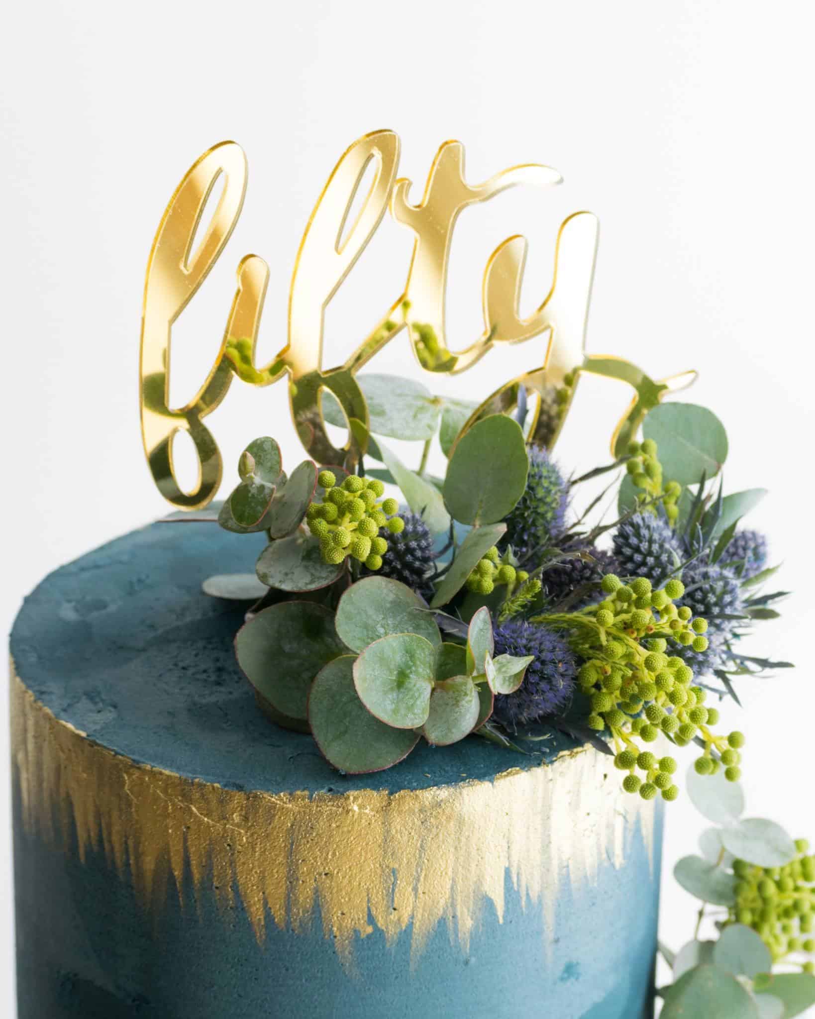 Fifty Acrylic Gold Mirror 50th Birthday Cake Topper