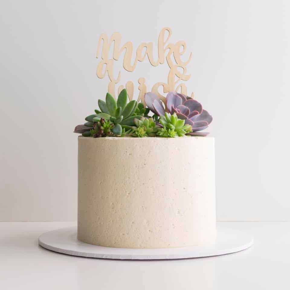 Make A Wish Rustic Wood Birthday Party Cake Topper
