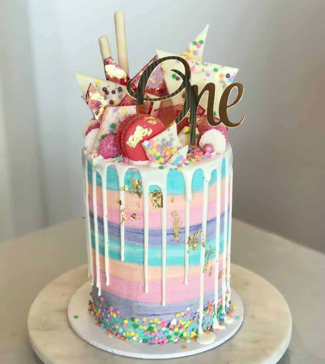 One Acrylic Gold Mirror Cake Topper For First 1st Birthday