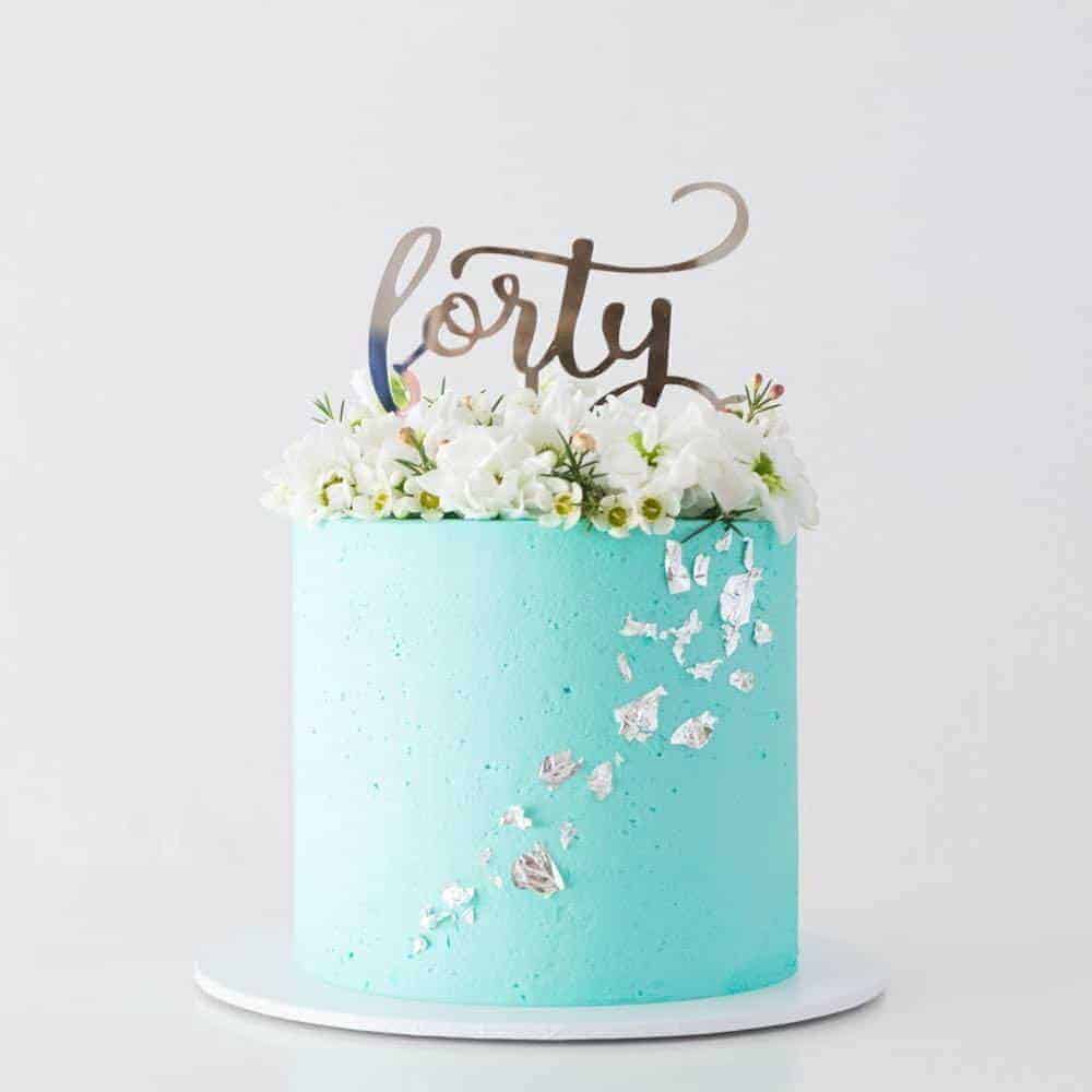 Forty Acrylic Silver Mirror 40th Birthday Cake Topper