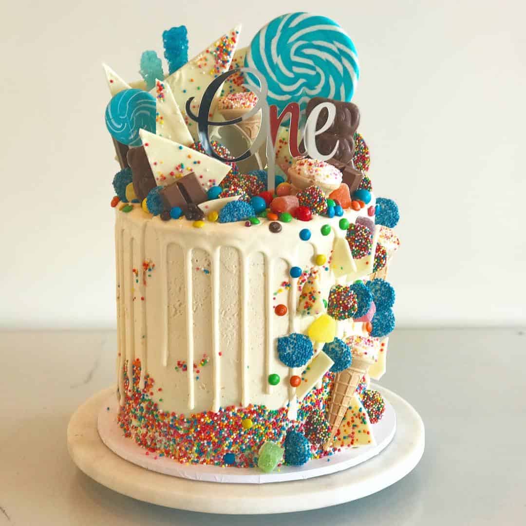 One Acrylic Silver Mirror Cake Topper For First Birthday