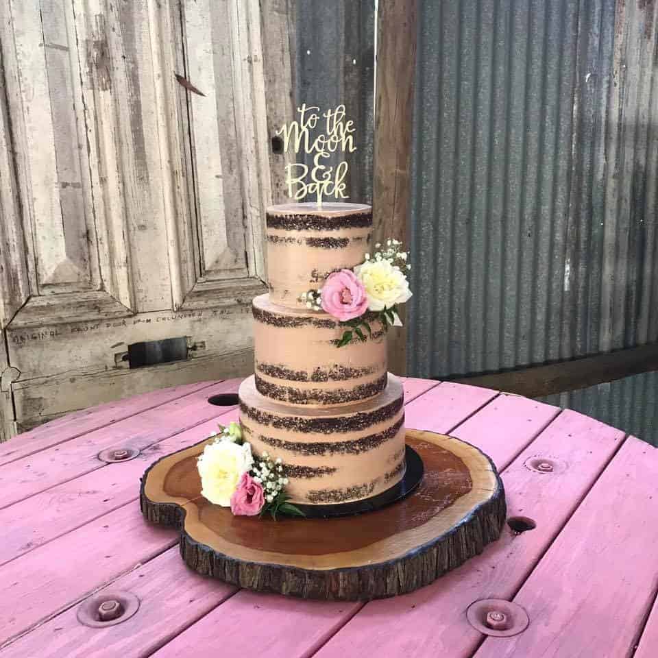 To The Moon And Back Rustic Wood Wedding Engagement Cake Topper