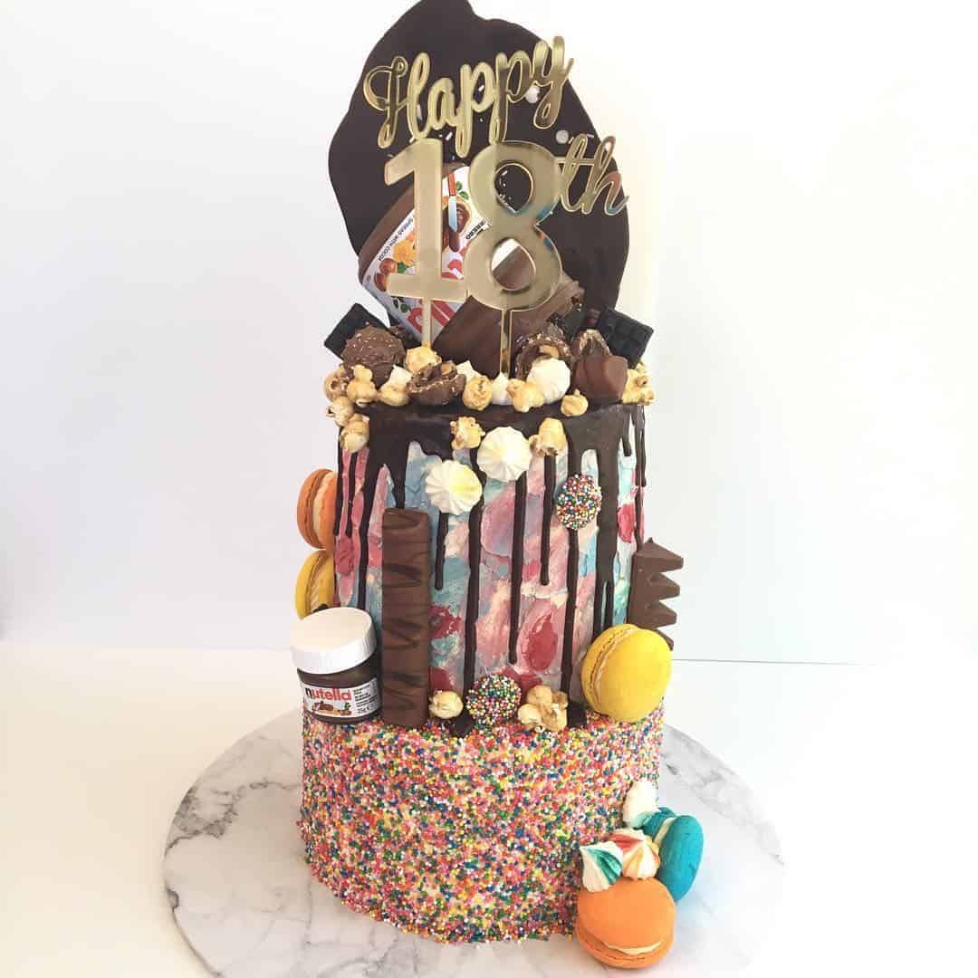 Happy 18th Birthday Cake Topper Acrylic Gold Mirror