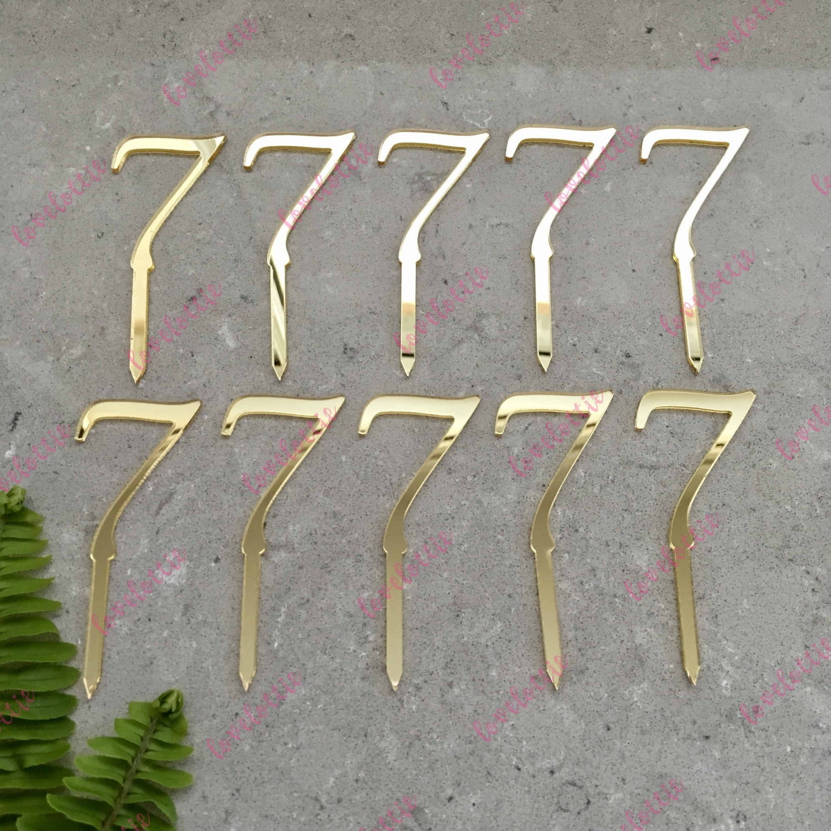 10 x Number 7 Birthday Acrylic Gold Mirror Cupcake Topper
