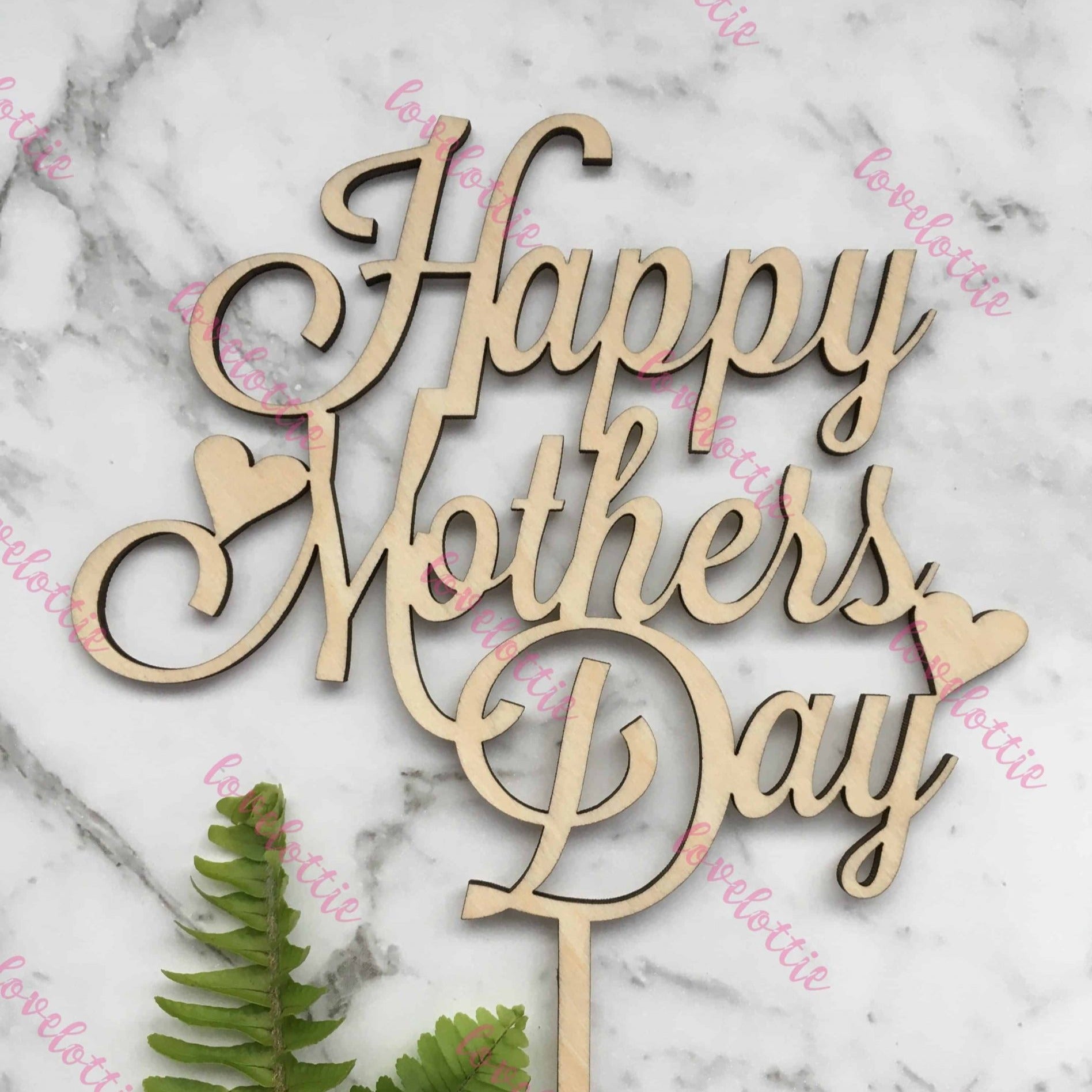 Happy Mothers Day Rustic Wood Cake Topper