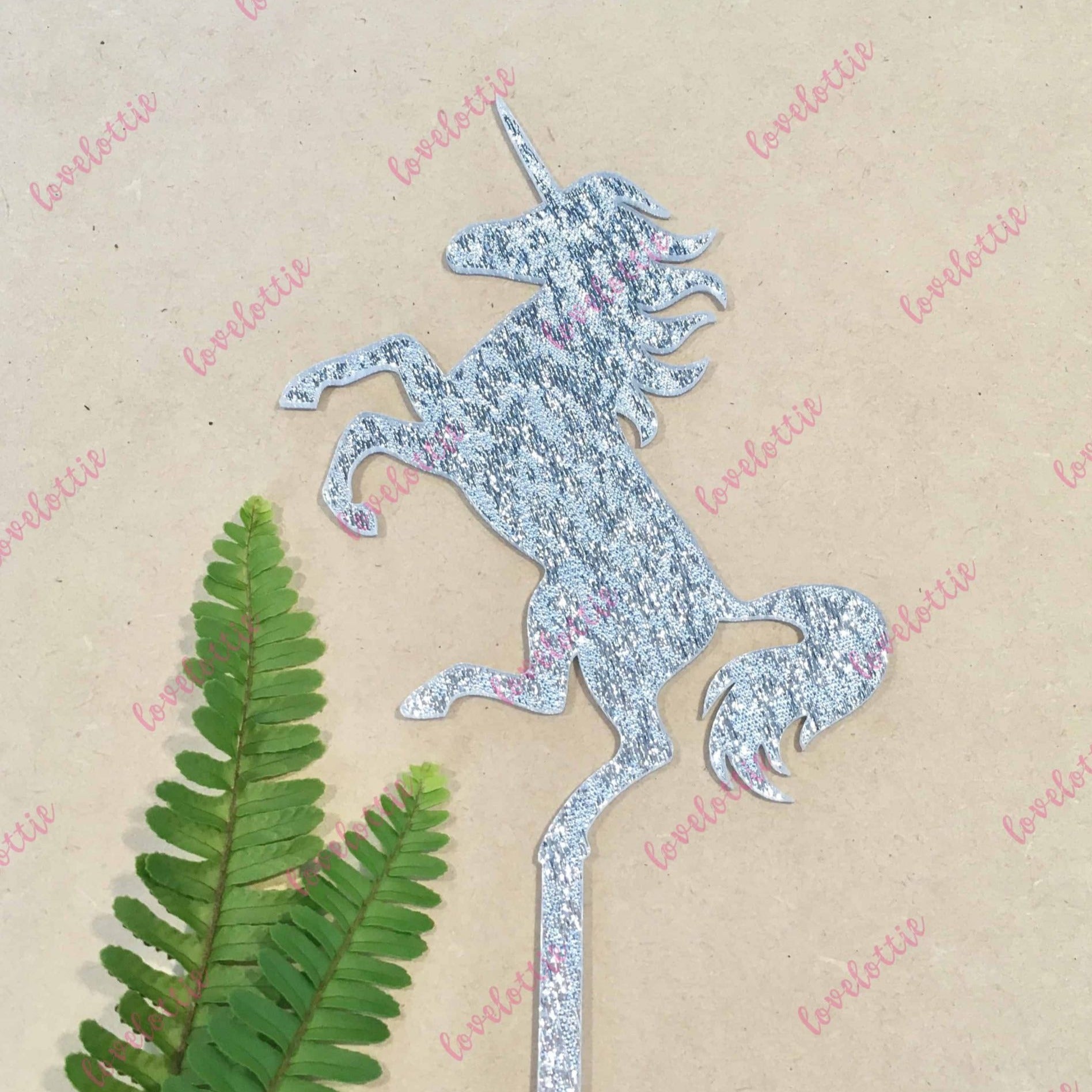 Unicorn Silver Glitter Acrylic Brithday Cake Topper