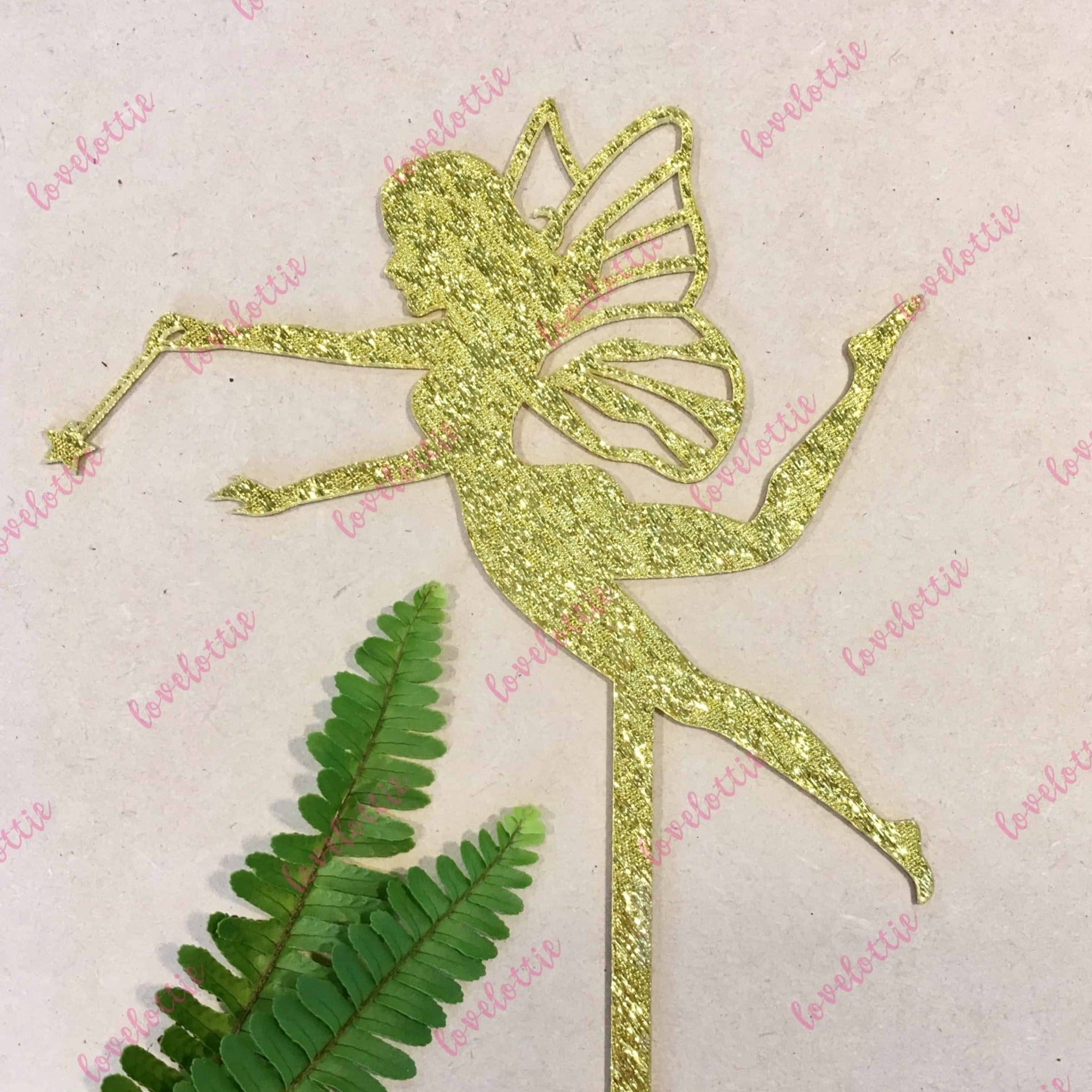 Fairy Gold Glitter Acrylic Brithday Cake Topper