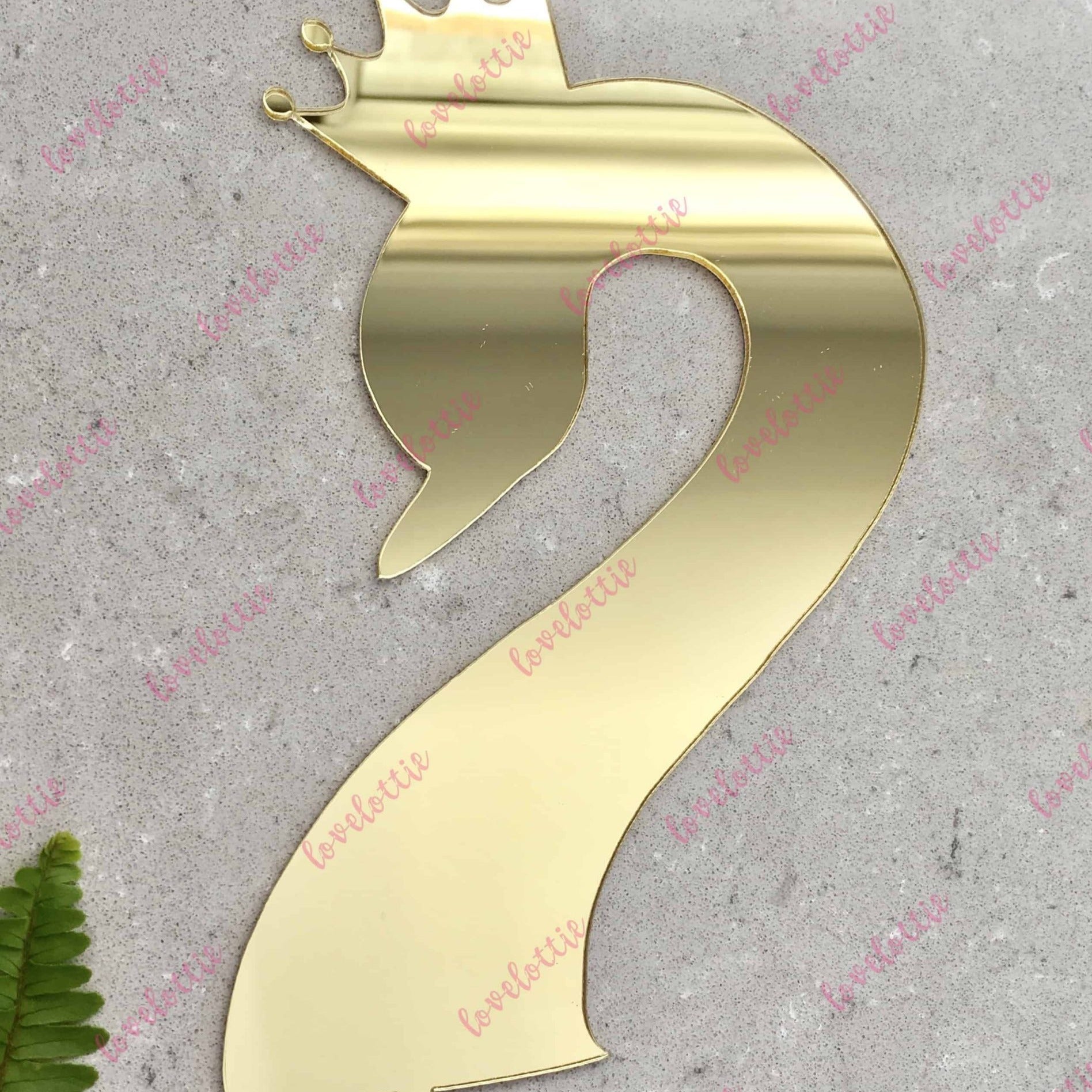 Swan Gold Mirror Acrylic Brithday Cake Topper