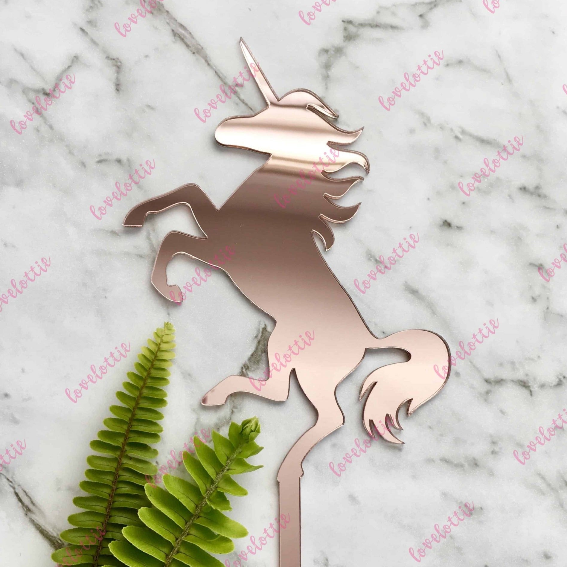 Unicorn Rose Gold Mirror Acrylic Brithday Cake Topper