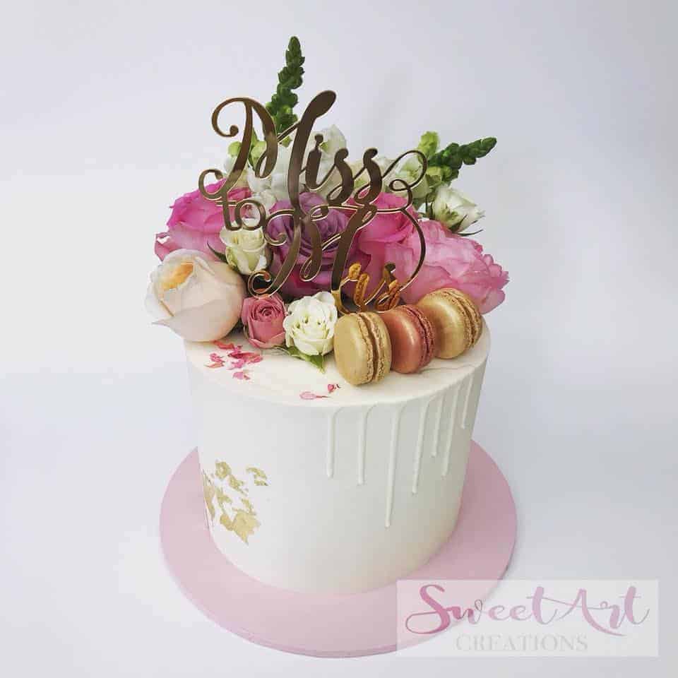 Miss To Mrs Acrylic Gold Mirror Bridal Shower Cake Topper