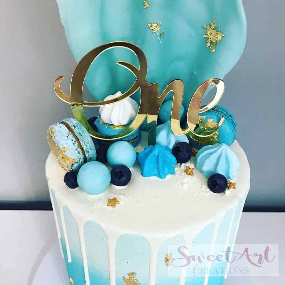 One Acrylic Gold Mirror Cake Topper For First 1st Birthday
