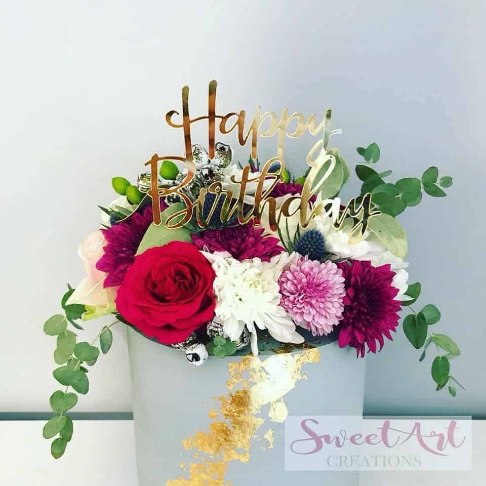 Happy Birthday Acrylic Gold Mirror Birthday Party Cake Topper